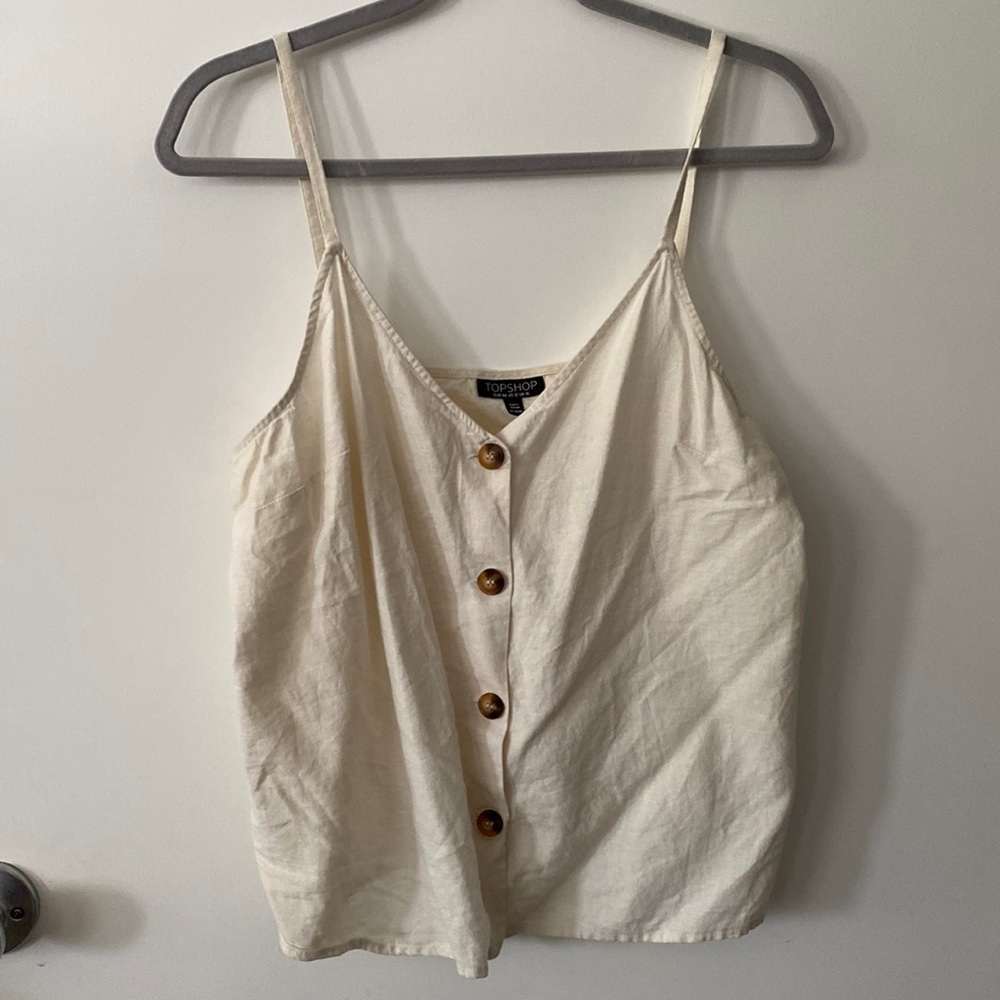 Top Shop Cream Button Top